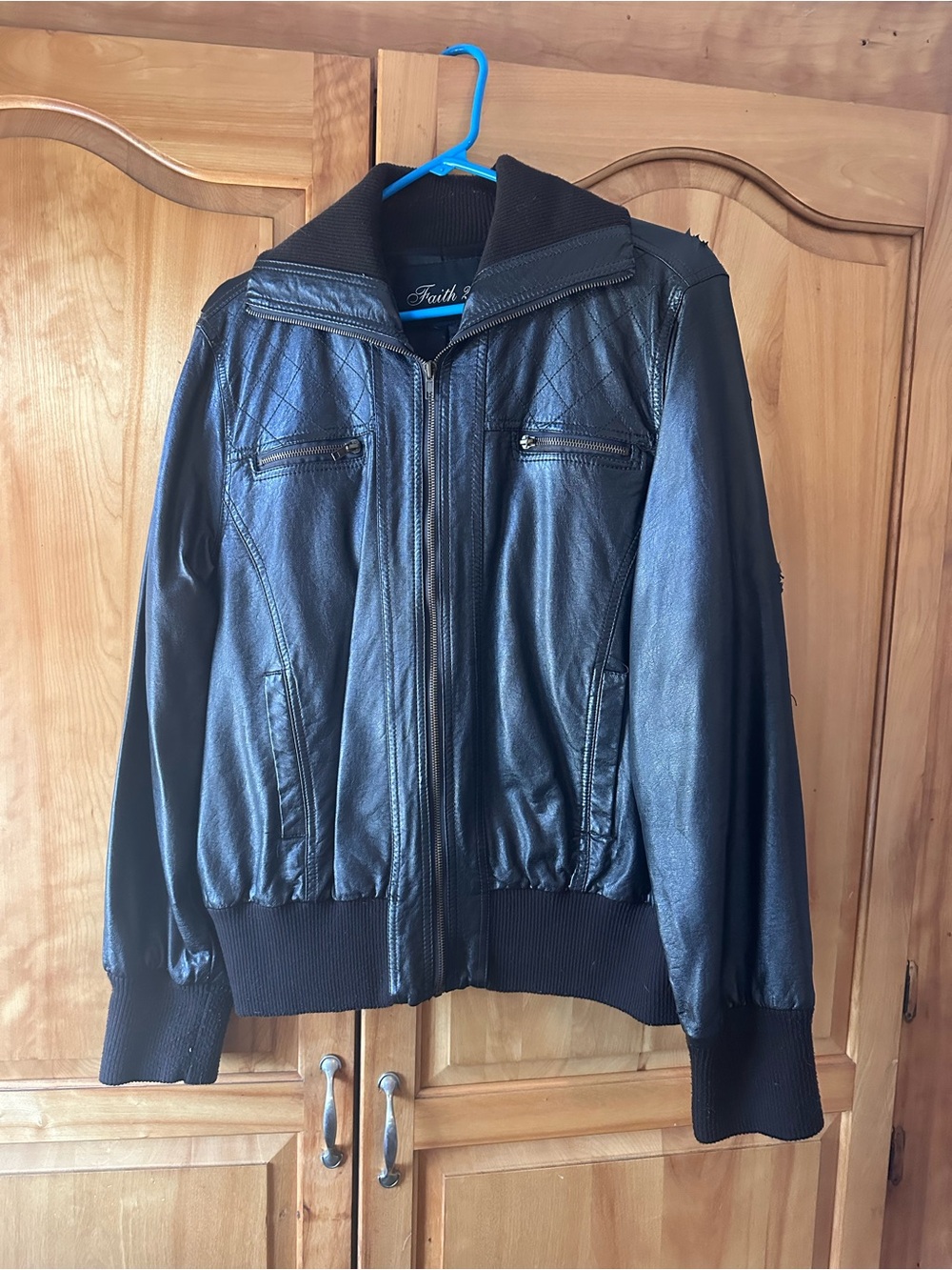 Forever 21 Black Women's Leather Bomber Jacket